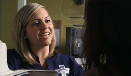 Bridgeway Diagnostics staff explains procedure to mammography patient